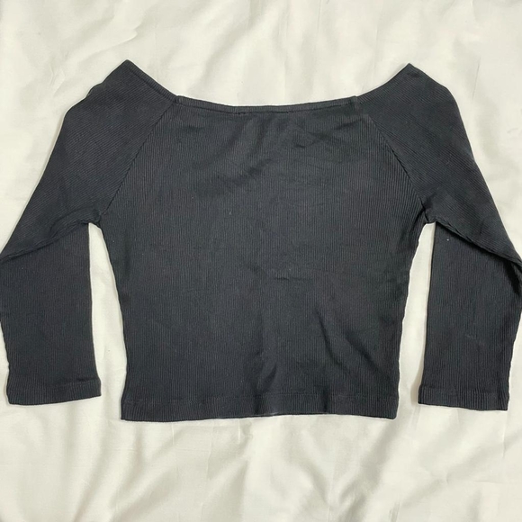 Forever 21 Black - off shoulder ribbed top - Picture 2 of 5
